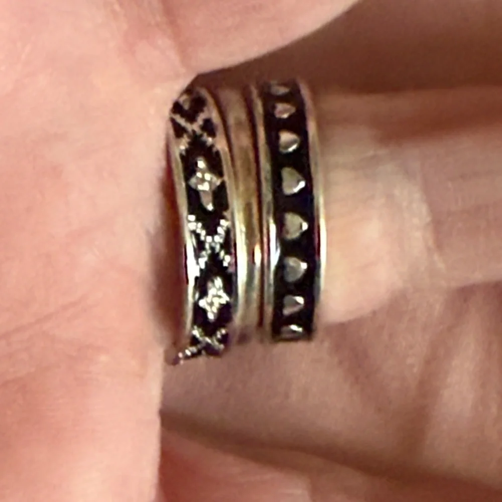 Elegant Silver-Toned Heart and Star Ring Set